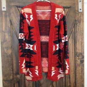 Tribal patterned cardigan sweater